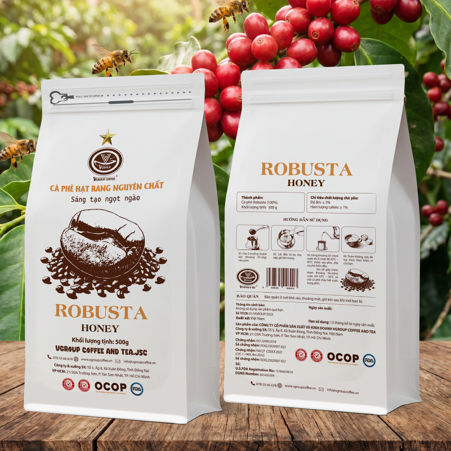 Cà phê ROBUSTA HONEY - VGROUP COFFEE 500g